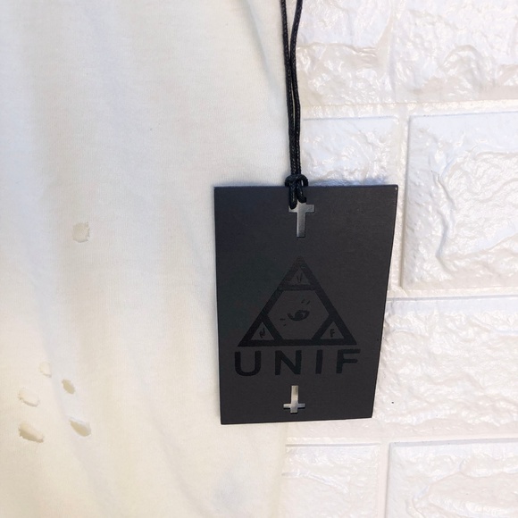 NWT UNIF F*ck On Cut Off Distressed Scoop Neck Top - Picture 2 of 5